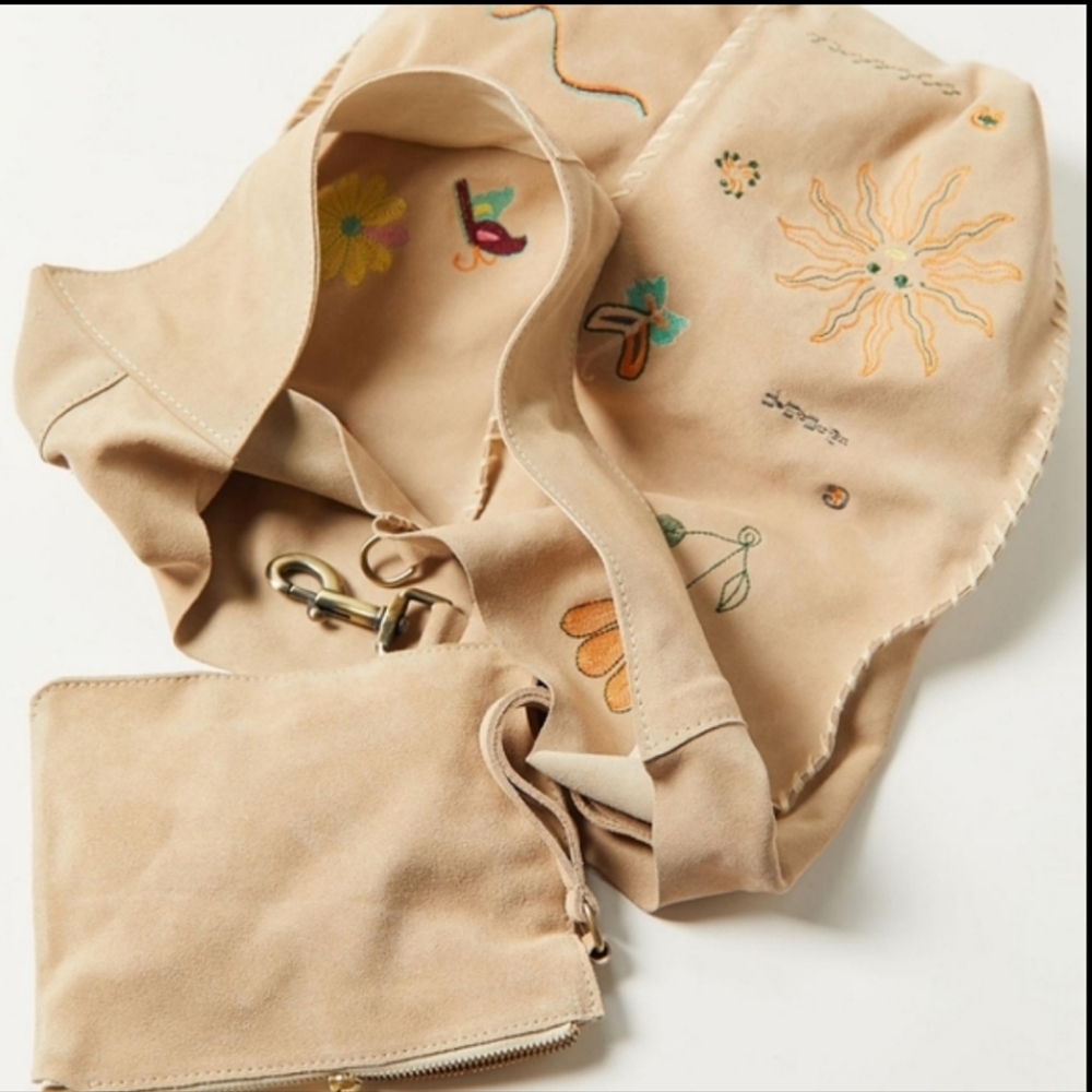 UO Suede Embroidered Shoulder bag with pouch - Picture 2 of 14